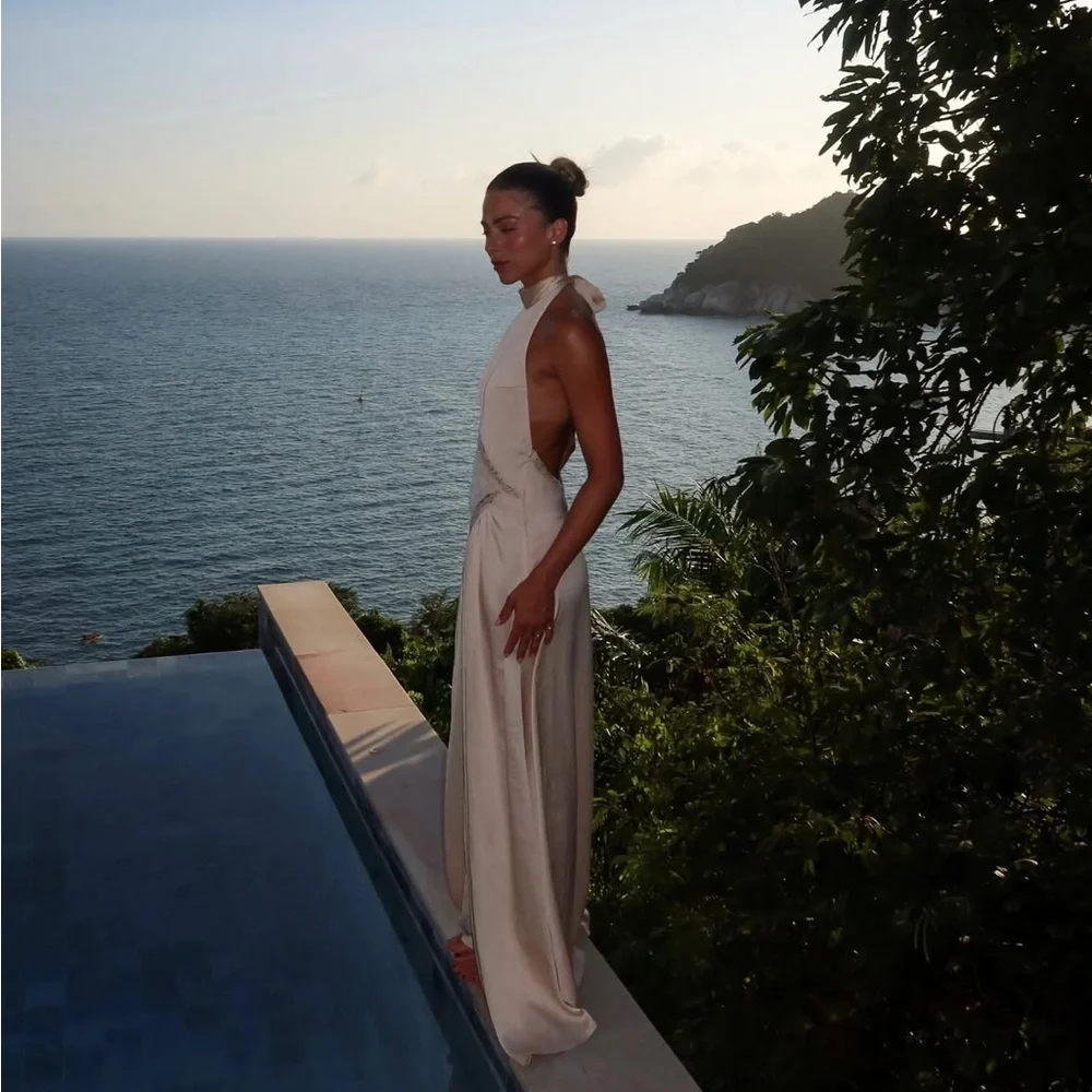 🆕(NWT) ZARA **VIRAL** Embroidered & Sequin Satin Midi/Maxi Dress. Size MEDIUM - Picture 3 of 16